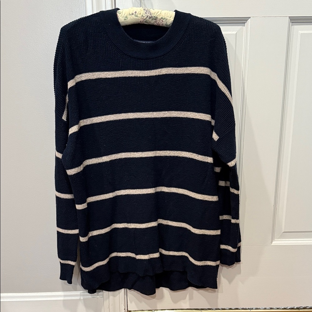 Striped Navy Blue and Cream Woman’s Sweater